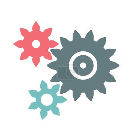 Illustration for Gear engineering colorful icon. Three cogwheels vector flat design icon. Mechanical engineering vector. - Royalty Free Image