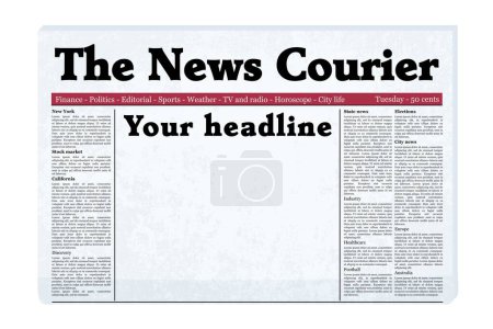 Blank newspaper front page template. Old vector generic newspaper mockup with copy space for your headline.