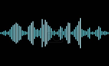 Téléchargez les illustrations : Niveaux audio simple vecteur. Affichage d'ondes sonores bleu. Graphiques de forme d'onde audio. - en licence libre de droit
