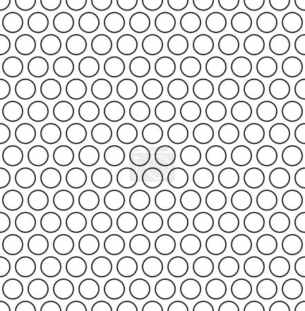 Illustration for Black circles on white background. Polka dot style simple line outline rings vector fashion pattern. - Royalty Free Image