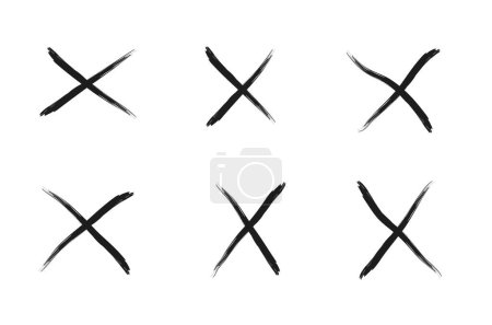 Illustration for Grunge X mark set. Crossed X symbol vector illustration collection. Cross design element to cancel, reject and refuse something. - Royalty Free Image