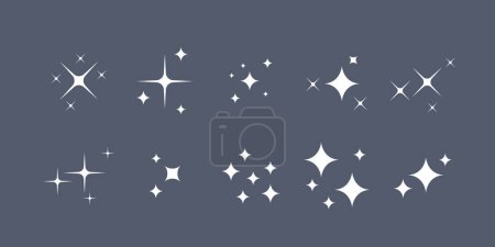 Illustration for Sparkling stars. Twinkle design element collection. Shiny glitter sparkle icons. - Royalty Free Image