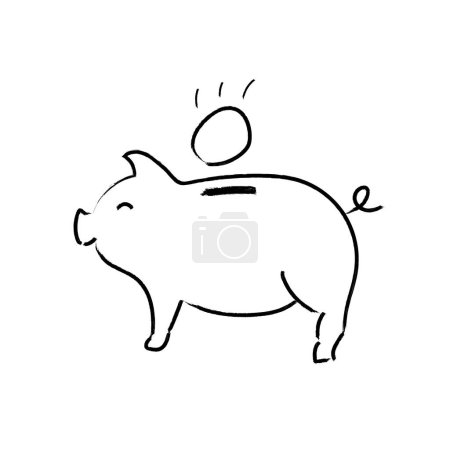 Illustration for Piggy bank concept. Hand painted sketch. Isolated piggybank savings illustration. - Royalty Free Image