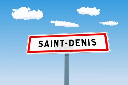 Ilustración de Signo de la ciudad de Saint-Denis en Francia. Ciudad límite bienvenida señal de tráfico. - Imagen libre de derechos