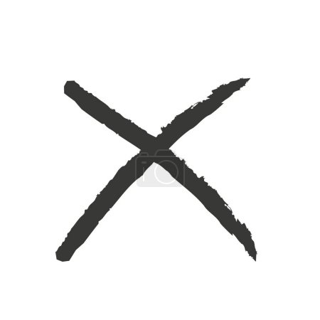 Marca X de grunge vectorial. Símbolo X cruzado. Cruz elemento de diseño para cancelar, rechazar y rechazar algo.