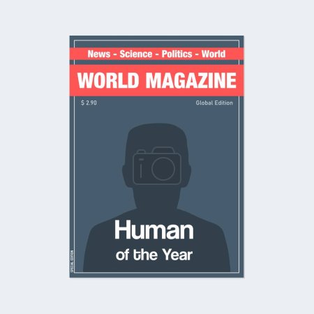Illustration for Magazine cover template. Blank vector generic magazine mockup with copy space. Human of the year concept. - Royalty Free Image