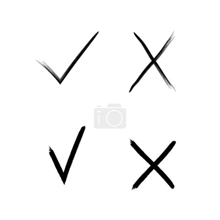 Illustration for True or false vector symbol set. Tick mark for yes, and cross mark for no. Choice answer symbols. - Royalty Free Image