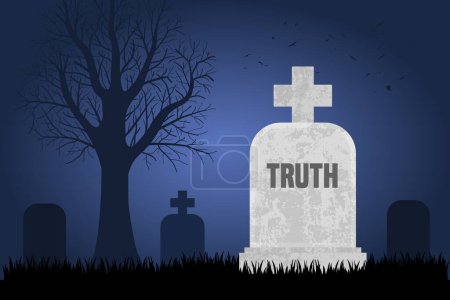 Truth is dead. Grave concept symbolizing fake news and political integrity.
