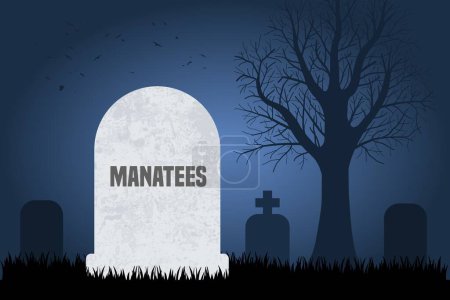 Manatees are dead. Grave concept symbolizing environmental destruction and endangered species problems.