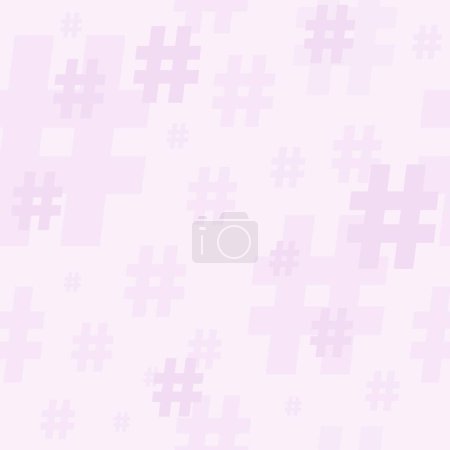 Fondo sin costura vectorial - patrón de hashtag. Antecedentes para redes sociales. Color rosa claro.