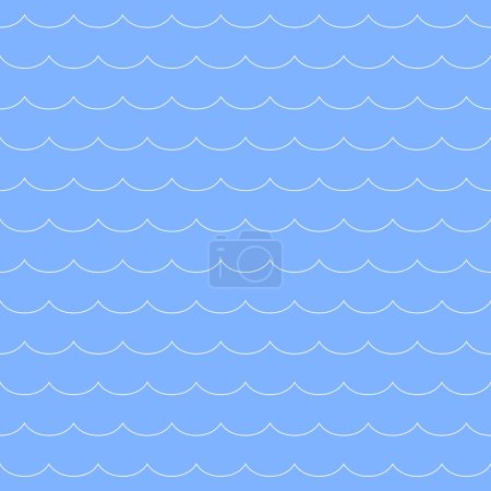 Sea waves background. Seamless sea water simple line art pattern. Simple vector.