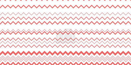 Illustration for Zigzag lines seamless vector pattern. Regular zigzag texture. Geometric classic fashion ornament. Chevron zigzags. Red on white. - Royalty Free Image