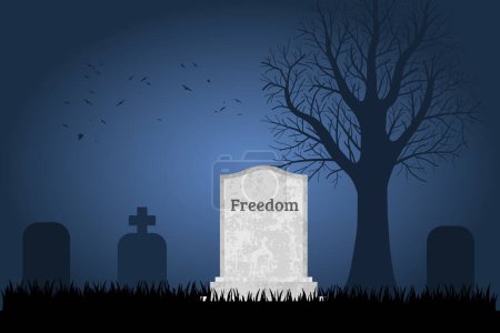 Freedom is dead. Grave concept symbolizing increasing government control and lack of privacy.