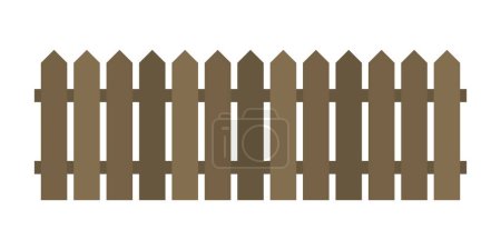 Wooden fence simple flat vector object. Cartoon style picket fence isolated illustration.
