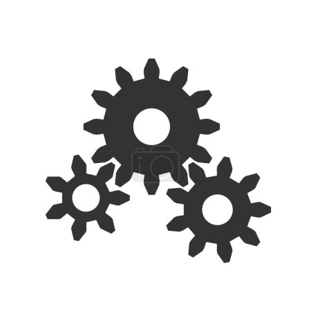 Illustration for Flat cogwheel vector illustration. Three cog wheel gears - mechanical engineering technology. Useful for software settings or configuration icon. - Royalty Free Image