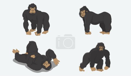 Ilustración de Gorila carácter conjunto vector ilustración - Imagen libre de derechos