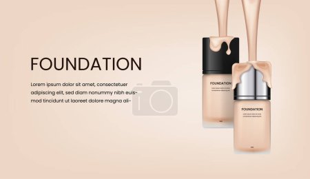 Téléchargez les illustrations : Des publicités cosmétiques. fondation avec liquide coulant - en licence libre de droit