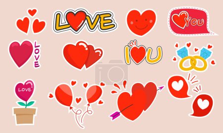 Téléchargez les photos : Jeu de stickers amour pour la Saint Valentin - en image libre de droit