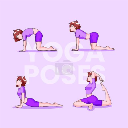Téléchargez les illustrations : Poses de yoga debout et assis - en licence libre de droit