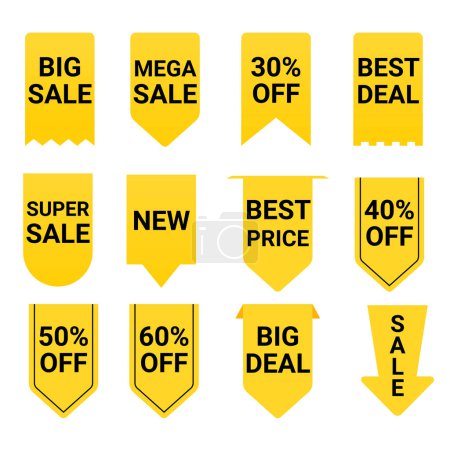 Illustration for Sale labels collection on yellow background - Royalty Free Image
