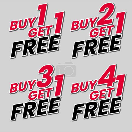 Illustration for Sale promotion sticker. buy 1 get 1 free and more - Royalty Free Image