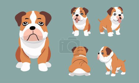 Ilustración de Bulldog Action Series, Colección de posturas diversas - Imagen libre de derechos