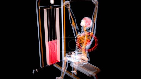 Photo for Abstract 3D art of a man on the Lat pulldown machine - Royalty Free Image