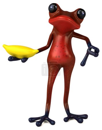 Photo for Fun red frog   with banana - 3D Illustration - Royalty Free Image