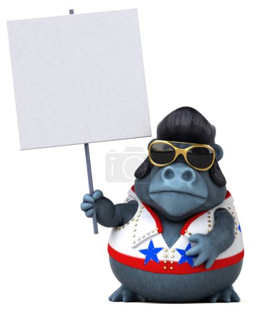 Photo for Fun 3D cartoon illustration of a rocker gorilla with card - Royalty Free Image