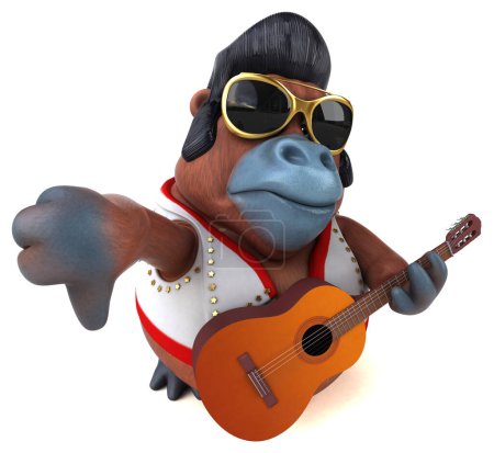Photo for Fun 3D cartoon illustration of a Orang Outan rocker  playing - Royalty Free Image
