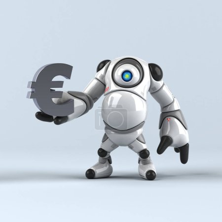 Téléchargez les photos : Grand robot avec euro - Illustration 3D - en image libre de droit
