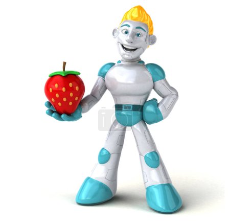 Téléchargez les photos : Grand robot à la fraise - Illustration 3D - en image libre de droit