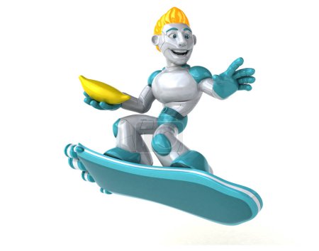 Photo for Big robot with banana  - 3D Illustration - Royalty Free Image