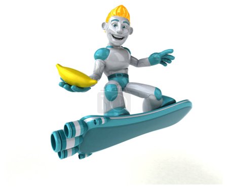 Foto de Robot grande con plátano - Ilustración 3D - Imagen libre de derechos