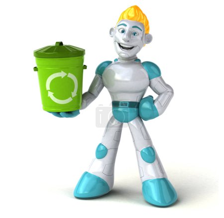 Photo for Big robot with bin   - 3D Illustration - Royalty Free Image