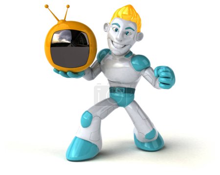 Photo for Big robot with tv  - 3D Illustration - Royalty Free Image