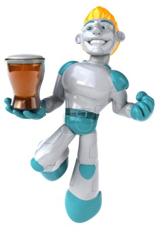 Photo for Big robot with beer   - 3D Illustration - Royalty Free Image