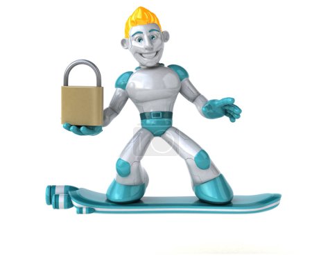 Photo for Big robot with lock  - 3D Illustration - Royalty Free Image
