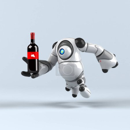Téléchargez les photos : Grand robot avec vin - Illustration 3D - en image libre de droit