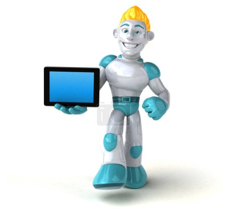 Photo for Big robot with tablet  - 3D Illustration - Royalty Free Image