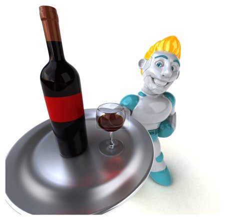 Photo for Big robot with wine   - 3D Illustration - Royalty Free Image