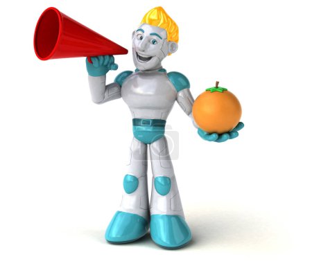 Photo for Big robot with orange  - 3D Illustration - Royalty Free Image