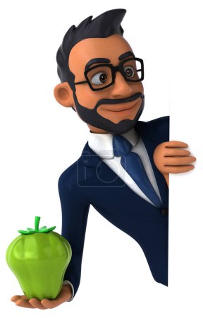 Téléchargez les photos : Fun 3D cartoon illustration of an indian businessman with pepper - en image libre de droit