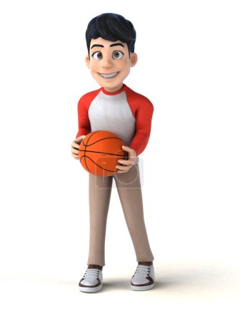 Photo for Fun 3D cartoon  character  boy playing basketball - Royalty Free Image