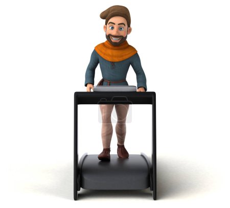 Téléchargez les photos : Fun 3D dessin animé homme médiéval dans la salle de gym - en image libre de droit
