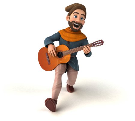Foto de Diversión 3D de dibujos animados hombre medieval con guitarra - Imagen libre de derechos