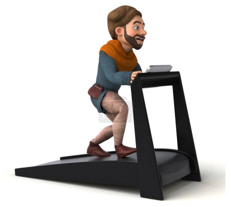 Photo for Fun 3D cartoon medieval man in gym - Royalty Free Image