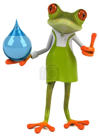 Photo for Fun frog gardener   with  drop - 3D Illustration - Royalty Free Image