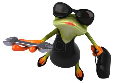 Photo for Fun frog  with  tool  - 3D Illustration - Royalty Free Image