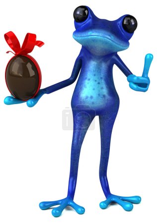 Photo for Fun blue frog   with  egg - 3D Illustration - Royalty Free Image
